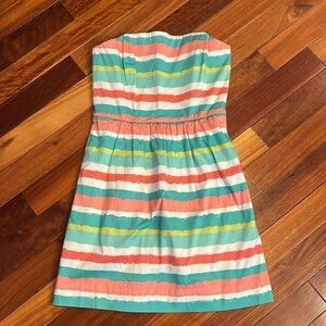 🌸 Vineyard Vines Painted Stripe Strapless Dress Size 4